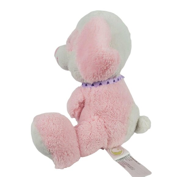Animal Adventure Puppy 9 in Plush Dog Stuffed Animal White Pink Purple Heart Bow - Picture 4 of 8